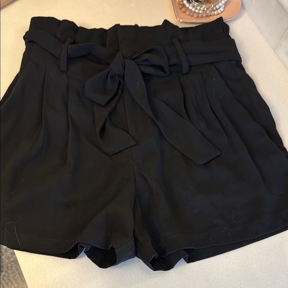 A New Day Black High Waist Shorts with Tie Waist
